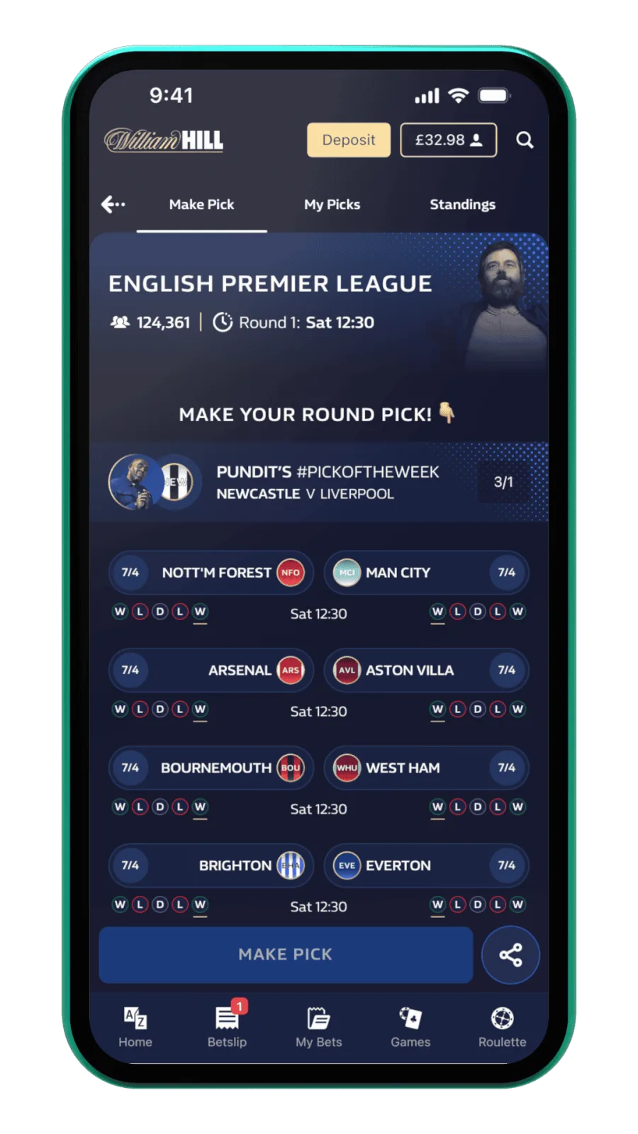 Final One Standing make your round pick