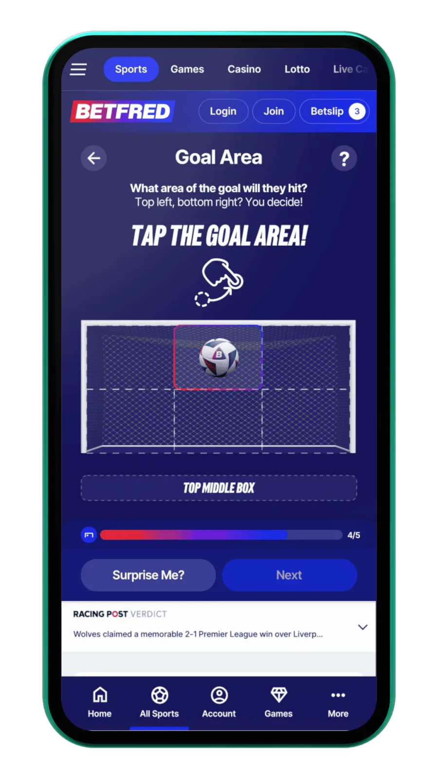 GoalBuilder+ goal area selector grid