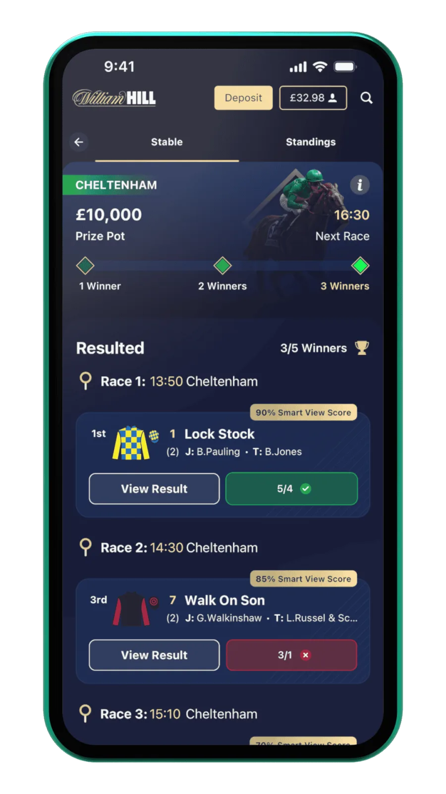 Lucky Stable live results: runners placing across races
